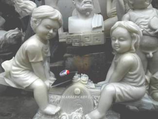 Marble Child Statue carving Sculpture Garden carving photo image