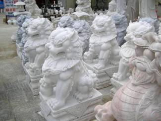 Marble Fu Dogs Statue carving Sculpture Garden carving photo image