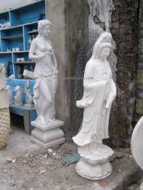 Marble Quan Yin Statue carving Sculpture Garden carving photo image