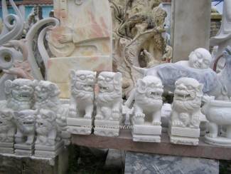 Marble Fu Dogs Statue carving Sculpture Garden carving photo image