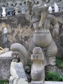 Marble Ganesh Elephant Statue carving Sculpture Garden carving photo image